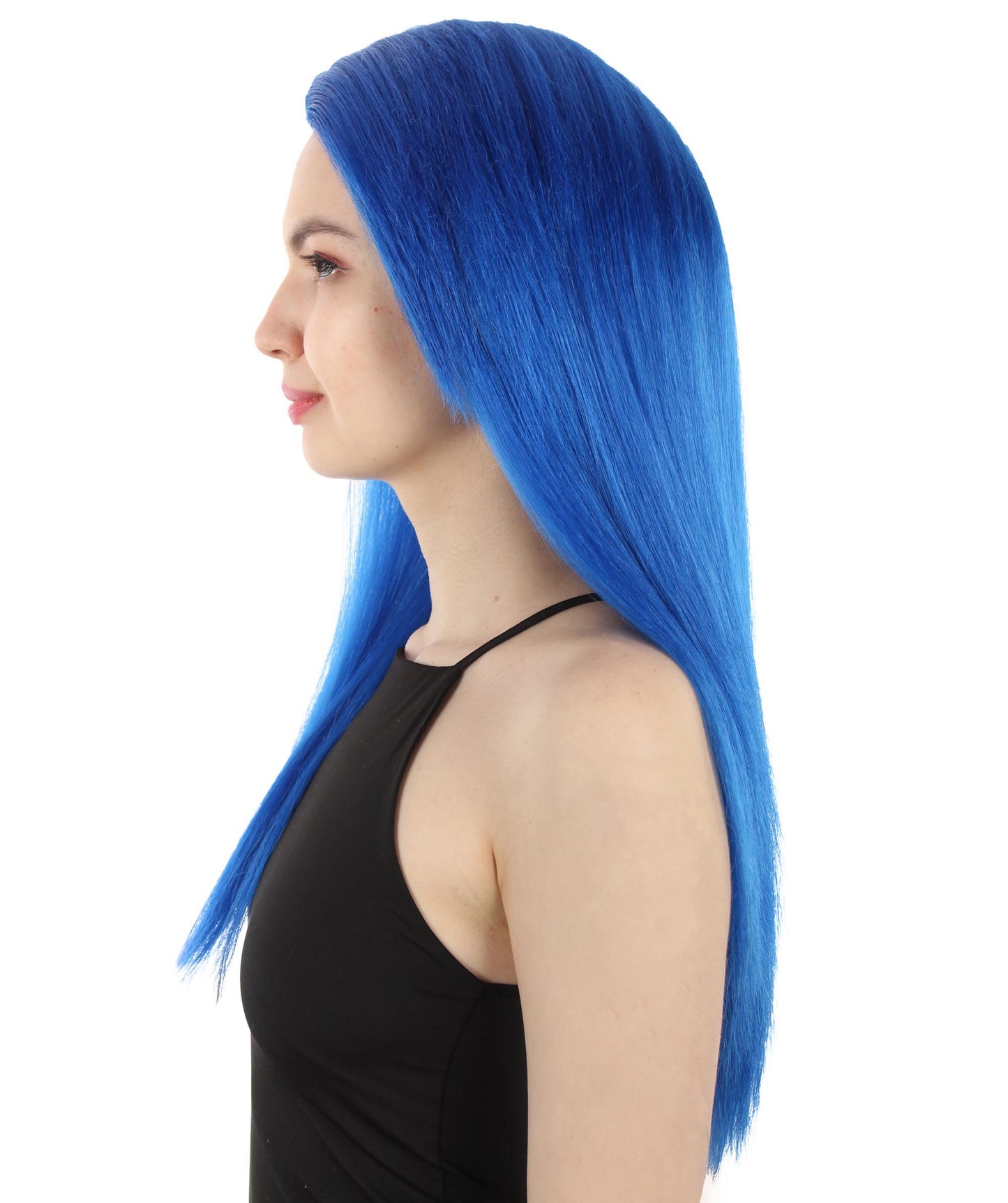 女性用ロングストレートサイドパートコスプレウィッグ ダークブルー H-5220_9 ファンシースタイル プレミアムハロウィンパーティーウィッグコレクション