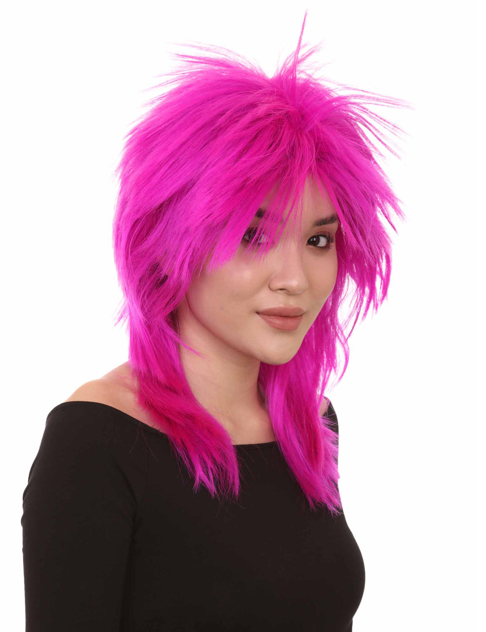 Wigs2you ハロウィンパーティープレミアム H-1340 着やすい快適なフィット感 80 年代女性ネオンフューシャロッカースタイルウィッグ