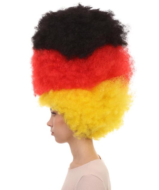 ドイツフラッグ スポーツパーティージャンボアフロウィッグ H-3953 プレミアム 通気性の良い キャップレスキャップ