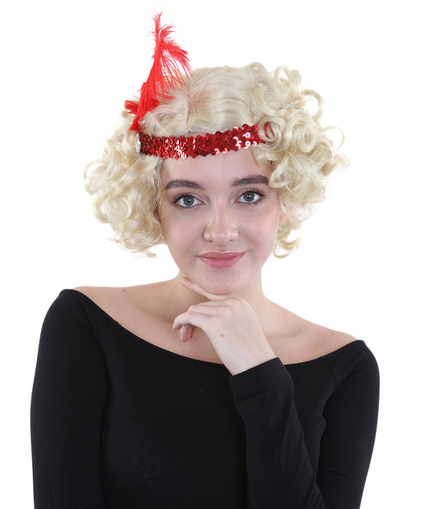 ハリウッド羽フラッパー婦人用かつら ブロンドの性格コスプレ・ハロウィンかつら 割増空気を通すCaplessなキャップH-300