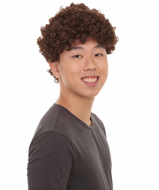 ハロウィンパーティー プレミアム 男性用 H-2409 ブラウン ミニ アフロ ウィッグ