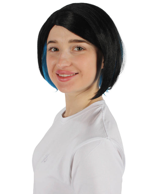 Wigs2you マーキュリーウィッチ ブラック&ブルー アニメ風ショートウィッグ(女性用)|ハロウィンにぴったり|難燃性合成繊維