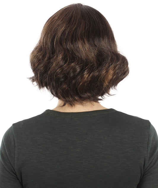 女性 8インチ ショートレングス ウェービー ポップアイコンウィッグ ライトブラウン H-5381_13 合成繊維の髪 ハロウィーンパーティーウィッグ