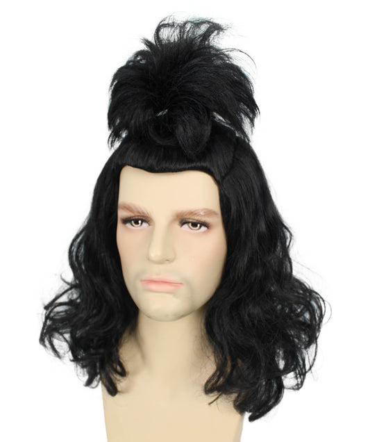 メンズ 6020 ハード ロック バンド ベーシスト デーモン カーリー ウィッグ トップ テール I 難燃性合成繊維