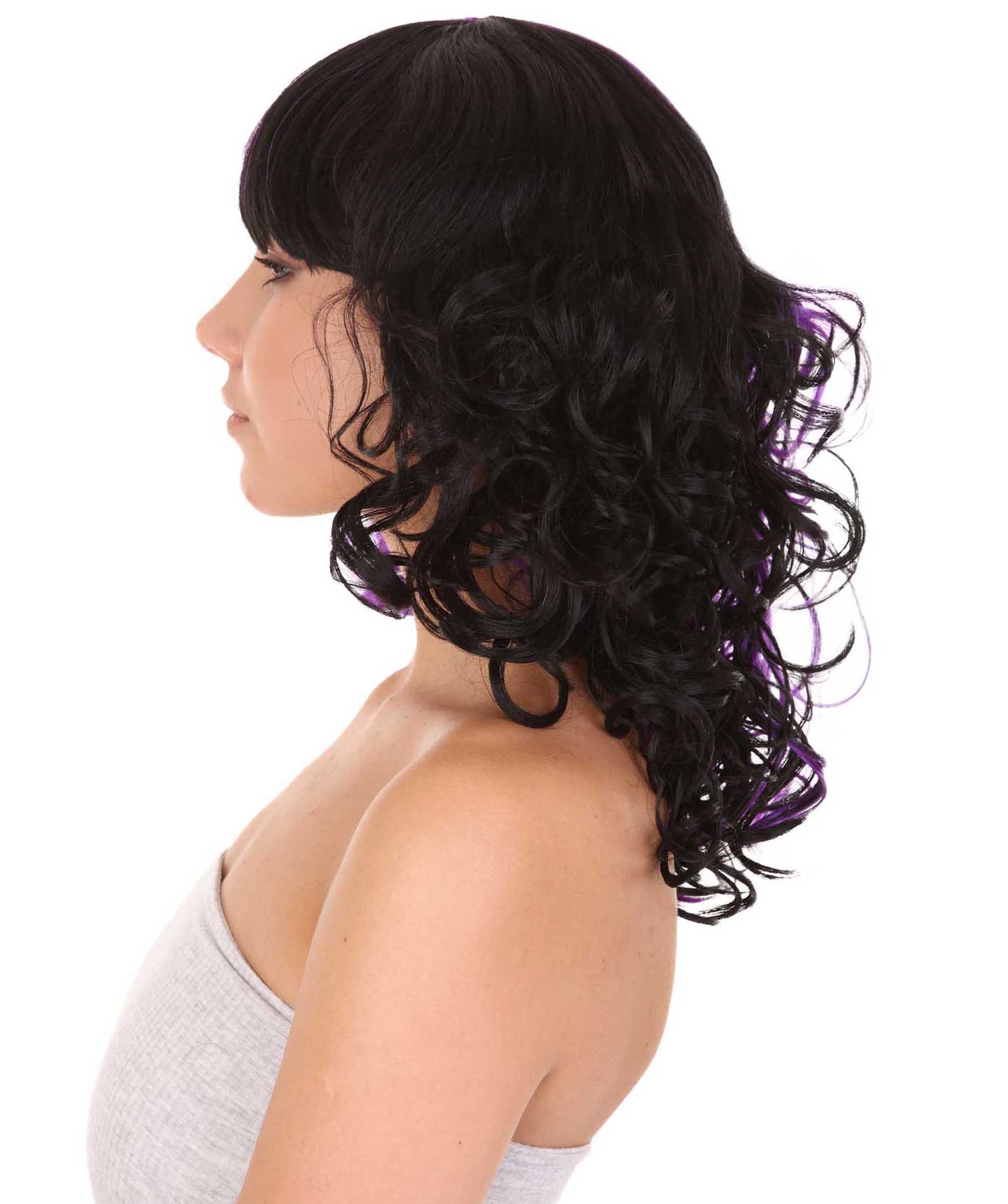 Wigs2youハロウィンパーティープレミアムレディースH-1871 着けやすい 非常に快適 限定!Melanie Martinez紫と黒のコスプレウィッグ