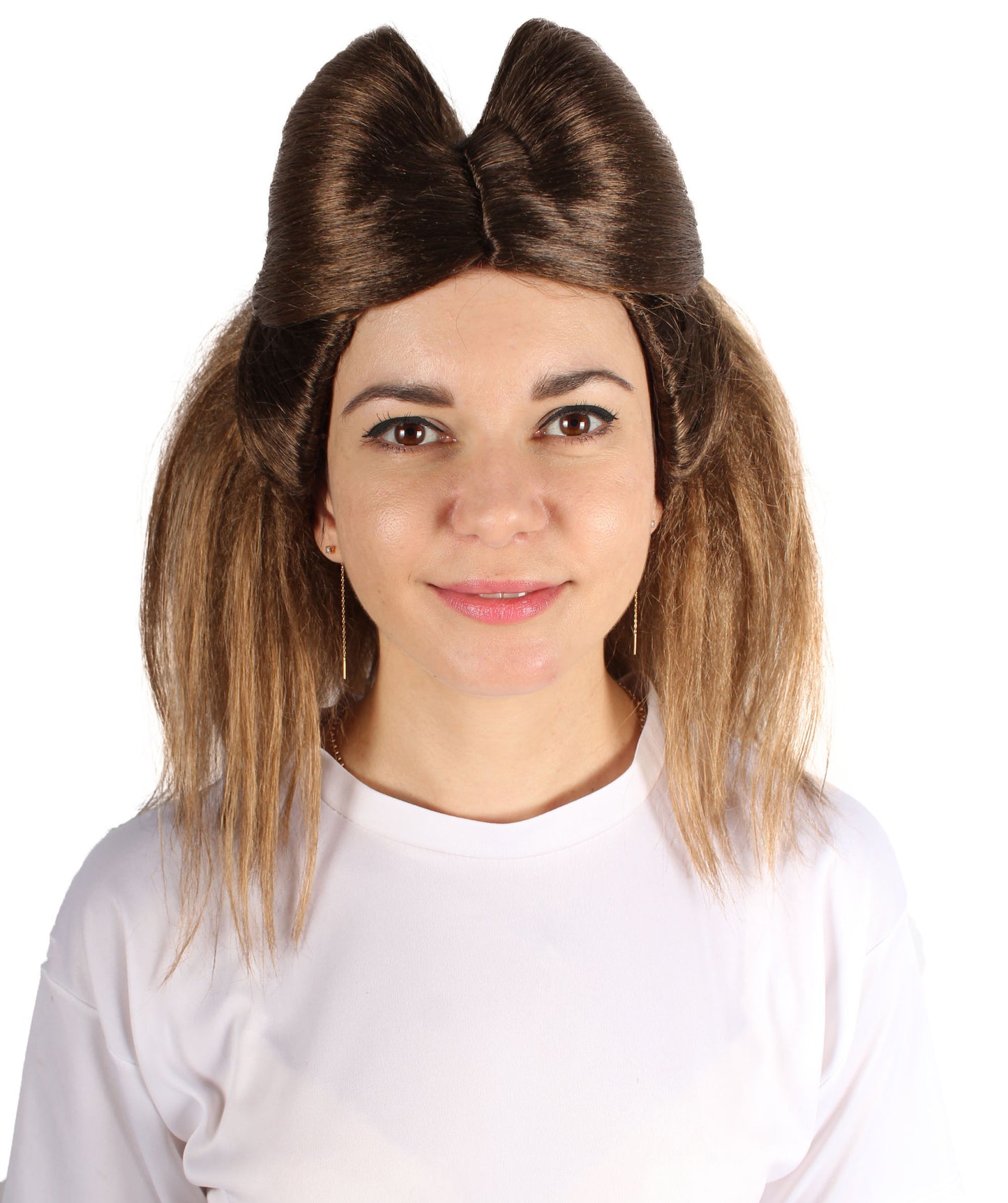 プレミアムレディースH-5928 ドラマティックコスプレブラウンヘアウィッグ ハロウィンに最適 難燃性合成繊維