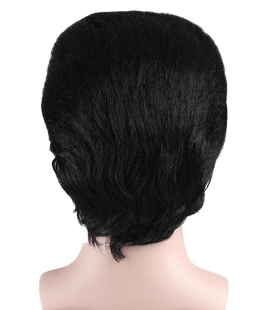 ロックスター歌手のためのかつら 黒いポップ・スター・コスプレ・ハロウィンかつら 割増空気を通すキャップレスH-332