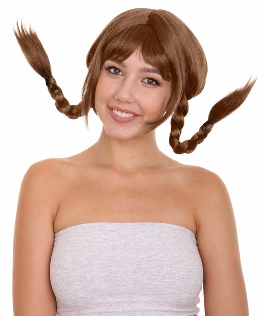 Wigs2you ハロウィンパーティー プレミアム レディース H-1650 簡単装着 とても快適 ピッピ ダークブラウン