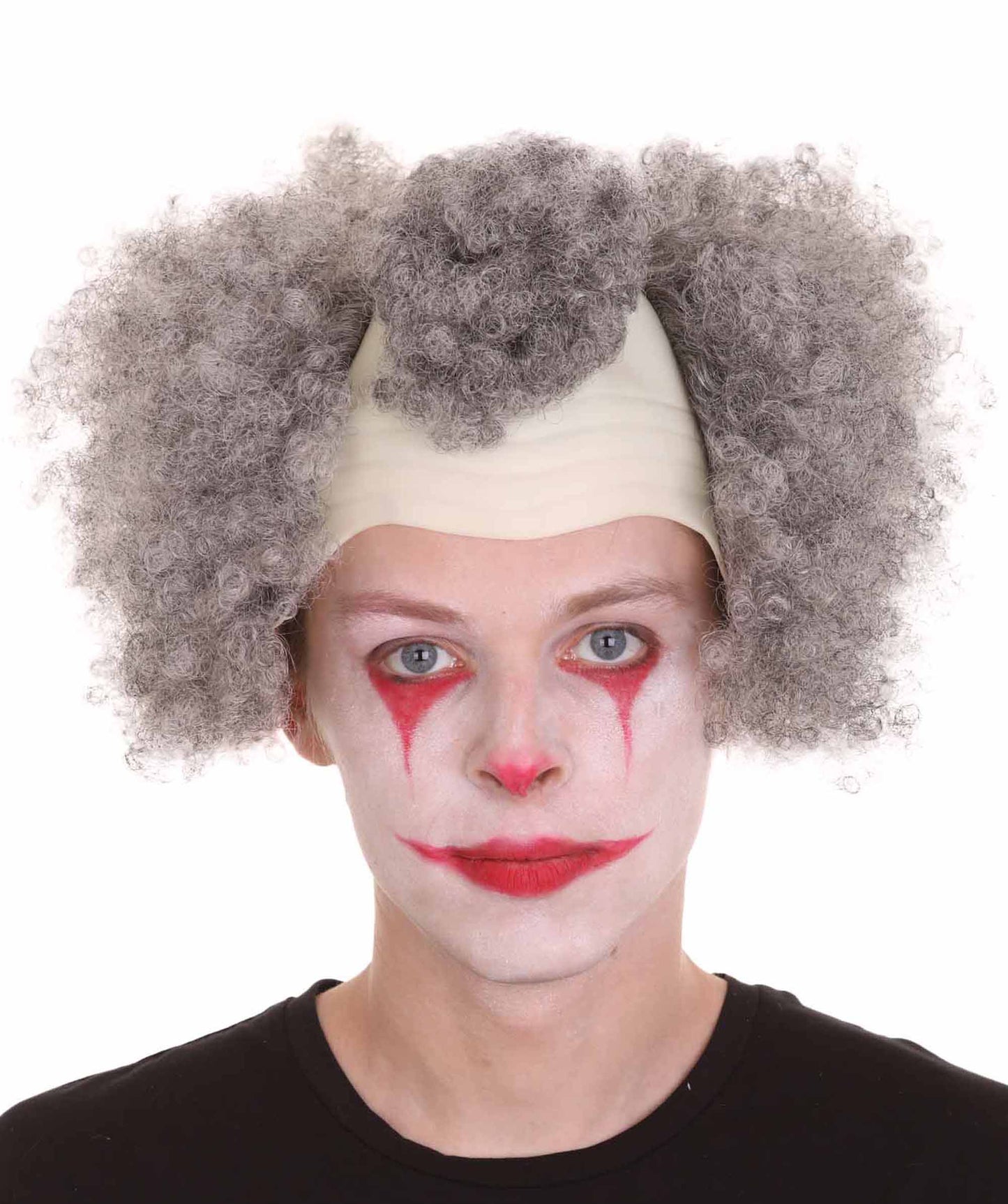 Premium Halloween Party H-4939 Half Bald Funny Men Grey Wig Collection Breathable Capless Cap