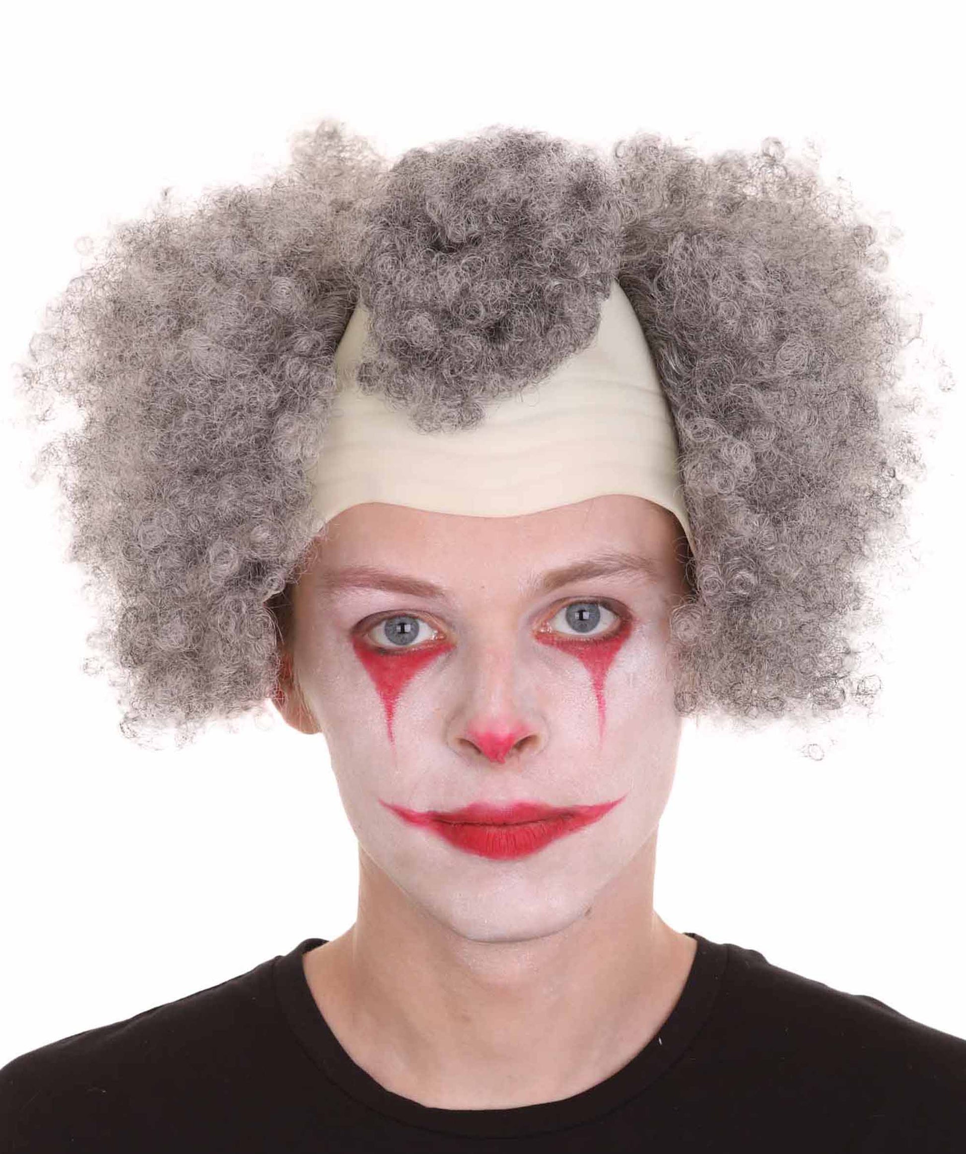 Premium Halloween Party H-4939 Half Bald Funny Men Grey Wig Collection Breathable Capless Cap