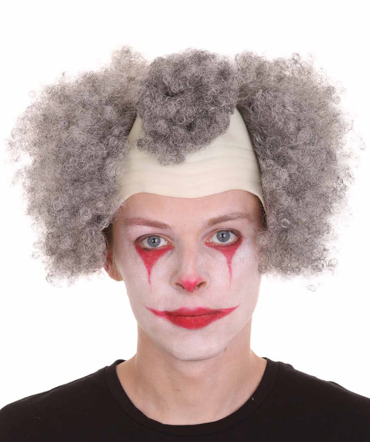 Premium Halloween Party H-4939 Half Bald Funny Men Grey Wig Collection Breathable Capless Cap