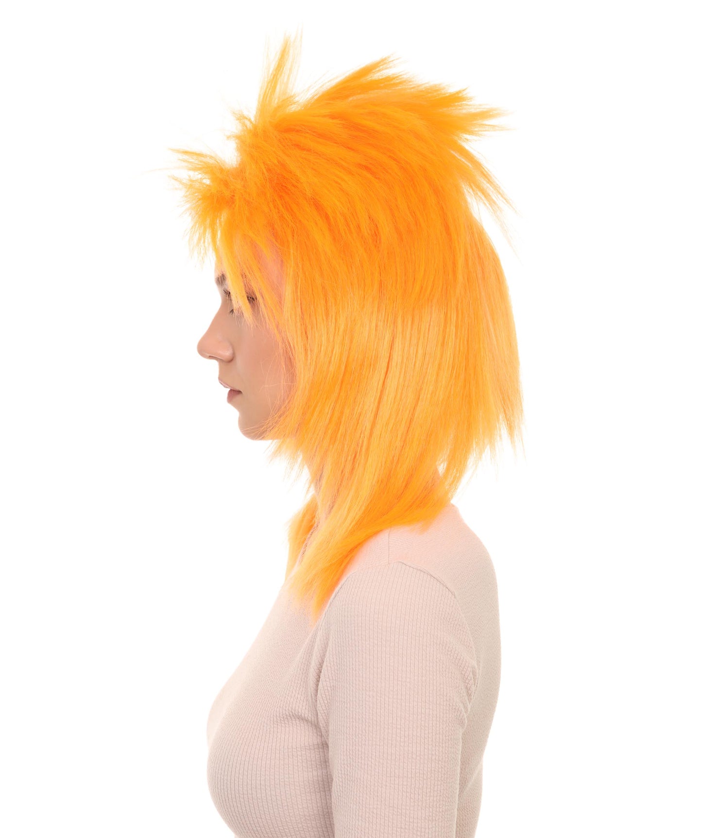 Wigs2you ハロウィン パーティー プレミアム H-1308 簡単に着用でき 快適なフィット感 80 年代女性オレンジ ロッカー スタイルウィッグ