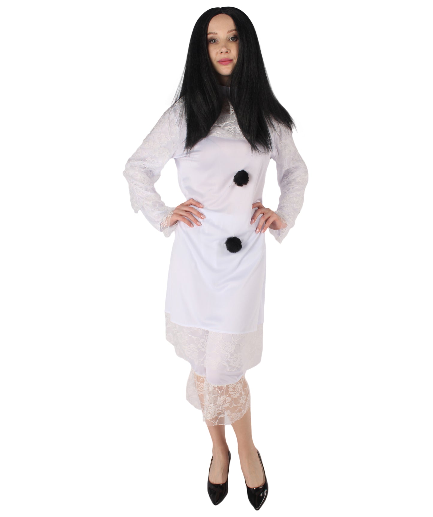 女性用 JCO-379 ホラーとゴシック クラウンコスチューム シルバー ハロウィンコスチューム