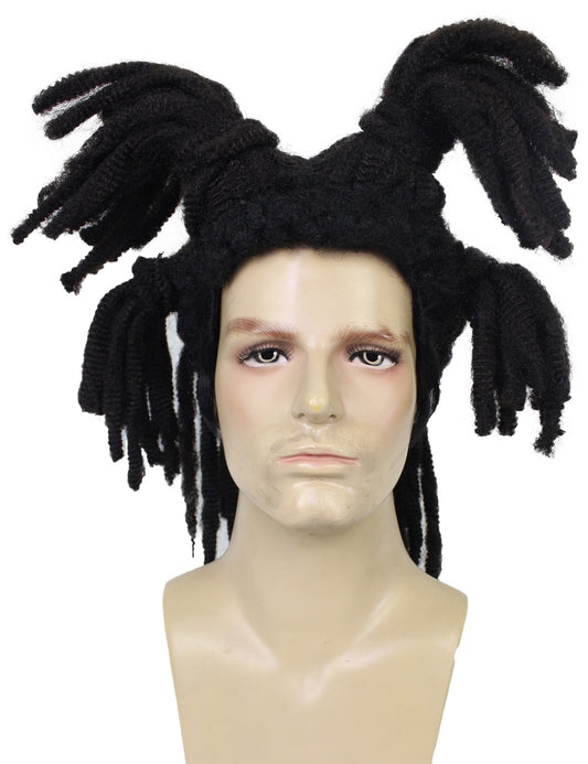 ハロウィンパーティー プレミアム 大人用 男性の「Jean Michel Basquiat」の黒でスタイリッシュなウィッグ H-5699