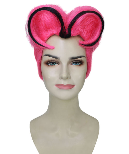レディース H-5940 ピンクとブラック アメリカン ドラッグ クイーン ウィッグ パーティーに最適 難燃性合成ファイバー