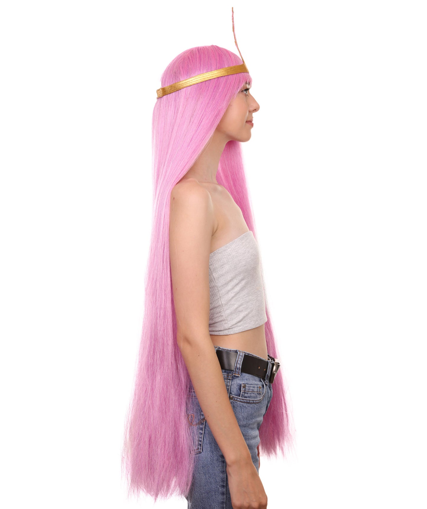 プレミアムハロウィンパーティーレディ H-5472 エクストラロングレングス ピンク バブルガムキャラクタープリンセスウィッグ ピンク