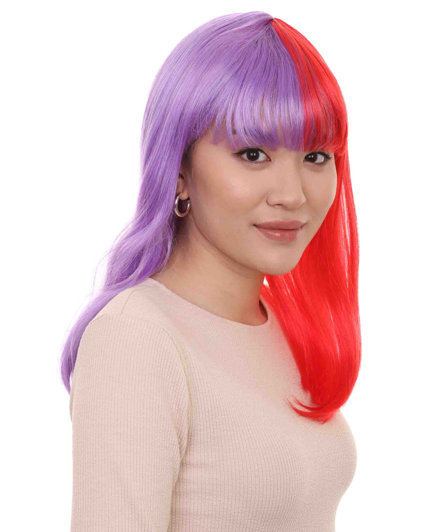 Wigs2you ハロウィンパーティ プレミアムレディース H-2020 着用しやすく とても快適 二色のパープルレッド ボブウィッグの経験