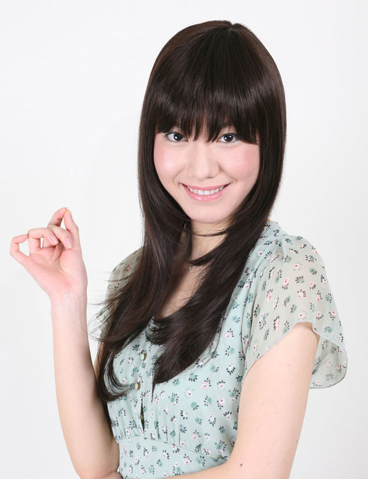 耐熱商品☆毛先のシャギーでスッキリとナチュラルに さらさらロングストレートスタイルです ウィッグネット付き W-562