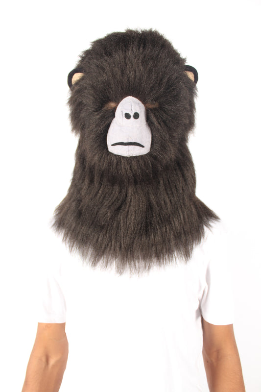 ハロウィンパーティープレミアムメンズ H-5594 黒とグレーのゴリラのウィッグとマスク ソフト合成繊維
