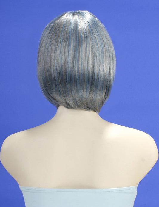 レディースファッション W-743 ミディアム シルバーグレー ブルーミスト コスプレファンシーパーティーウィッグ