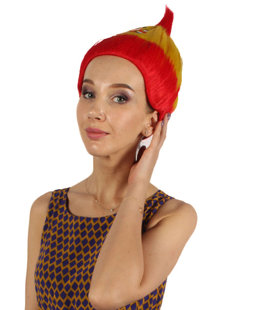 女性用コスプレウィッグ スペイン国旗 トロールスタイル H-3991 国の誇り プレミアム通気性キャップレスキャップ