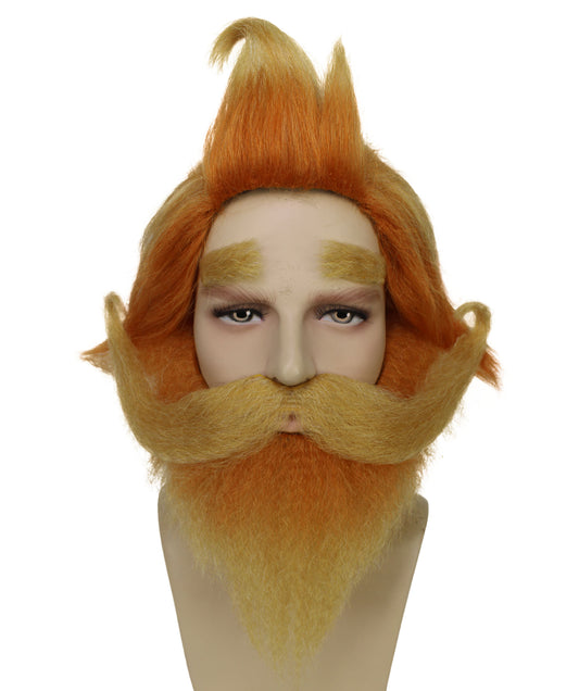 男性用 H-6163 ドワーフ 漫画キャラクター ウィッグ セット 口ひげとあごひげ付き