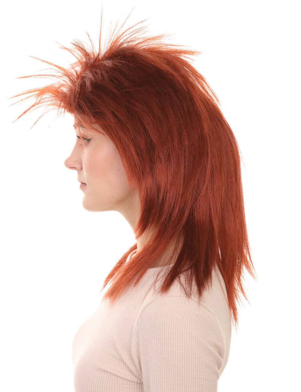 Wigs2you ハロウィン パーティー プレミアム H-1307 簡単に着用でき 快適なフィット感 80 年代女性ダーク オーバーン ロッカー スタイル ウィッグ