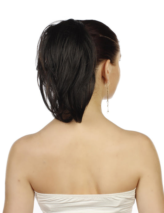 レディースファッション W-8306 ポニーテールオリジナルポイントウィッグダーケストブラウンのヘアピースウィッグ合成繊維