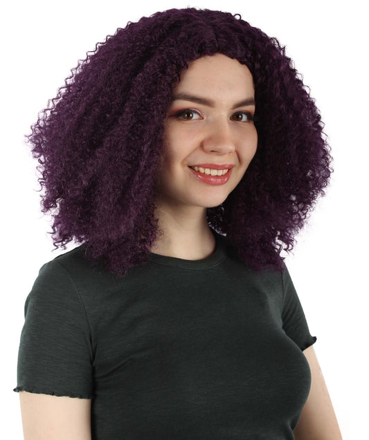 女性用ショルダーレングスカーリーウィッチウィッグ ダークパープル H-5374_11 合成繊維ヘア ハロウィンパーティーウィッグコレクション