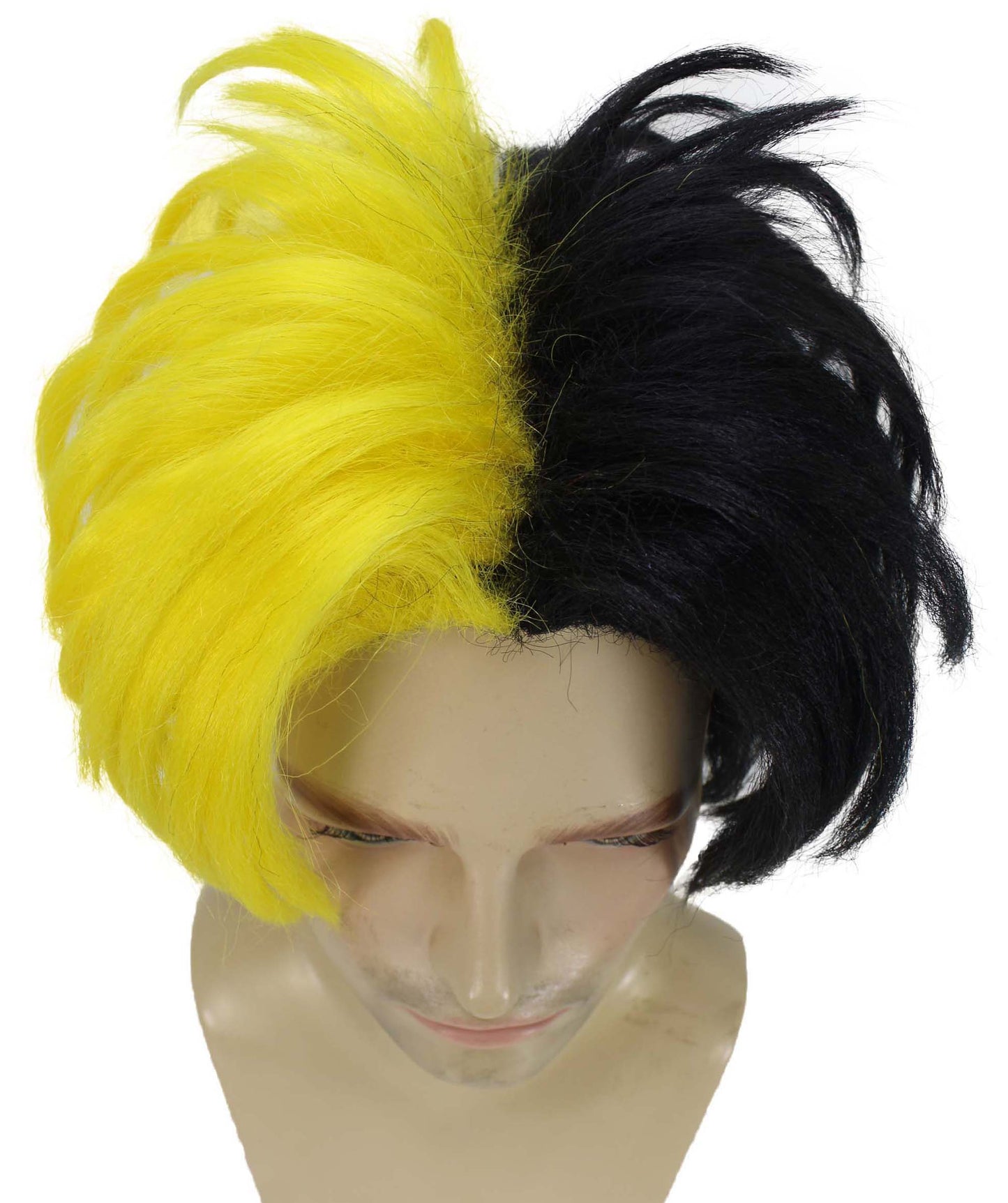 Wigs2you H-6918 アニメ風ビジョナリーショート 黒と黄色のウィッグ|ハロウィンにぴったり|難燃性合成繊維