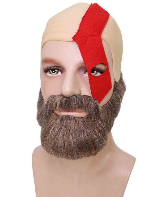 ハロウィンパーティ プレミアムメンズ H-5656 ビデオゲーム戦争の神 半神ウォリアー バルドキャップとビアード 合成繊維の髪