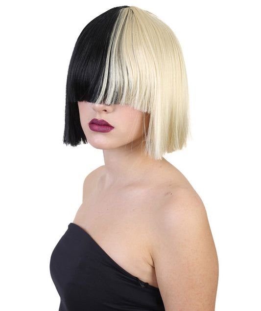 Wigs2you ハロウィンとパーティー プレミアム レディース H-488 SIA ブラックとブロンド ウィッグ Sサイズ
