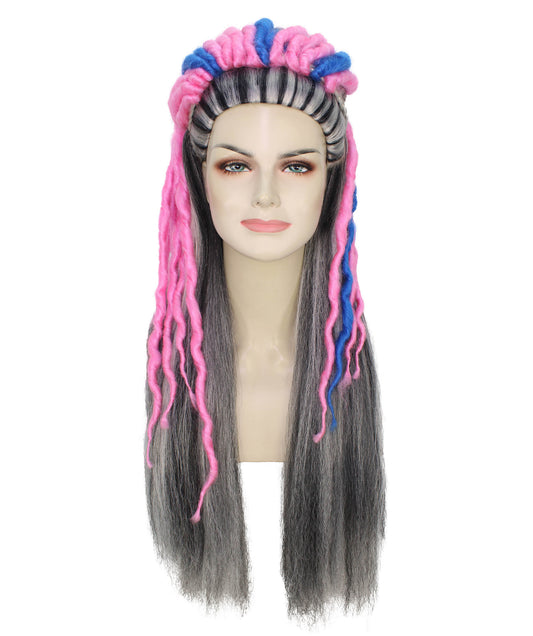 レディース H-5943 マルチカラーとティール ドール ウィッグ パーティーに最適 ウール ドレッズ コスプレ ウィッグ 合成ファイバー