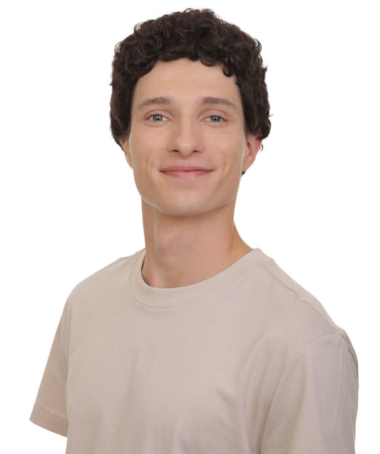 メンズ H-6055 ブラック ロックスター カーリー コスプレウィッグ I ハロウィンに最適 I 難燃性合成繊維