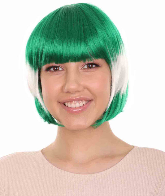 レディース 愛国的なサウジアラビアフラッグボブウィッグ H-3904 プレミアム 通気性の良い キャップレスキャップ