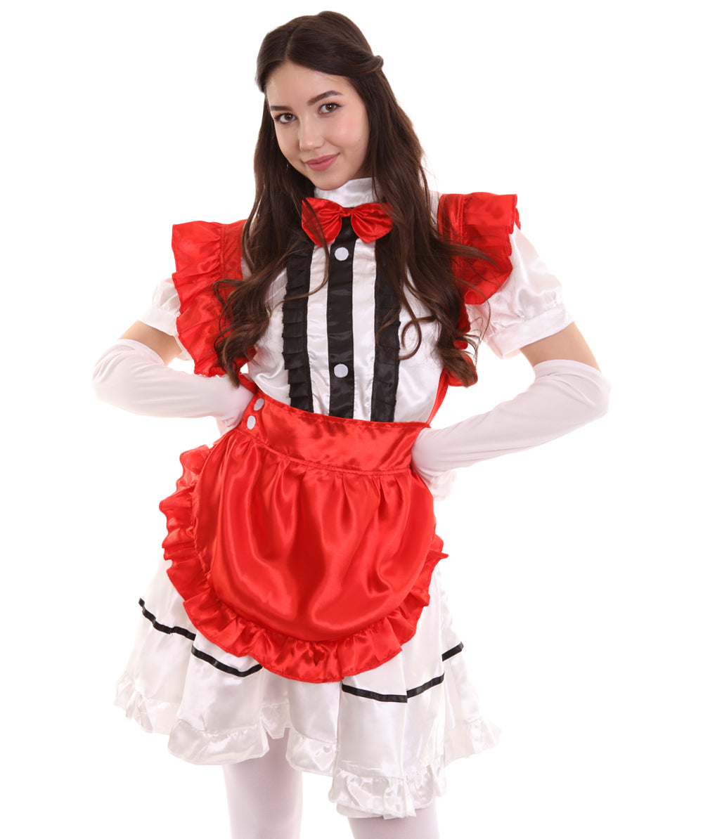 女性用 JCO-326_16 アニメ コスプレ フレンチメイド ファンシー ドレス レッド コスプレ コスチューム