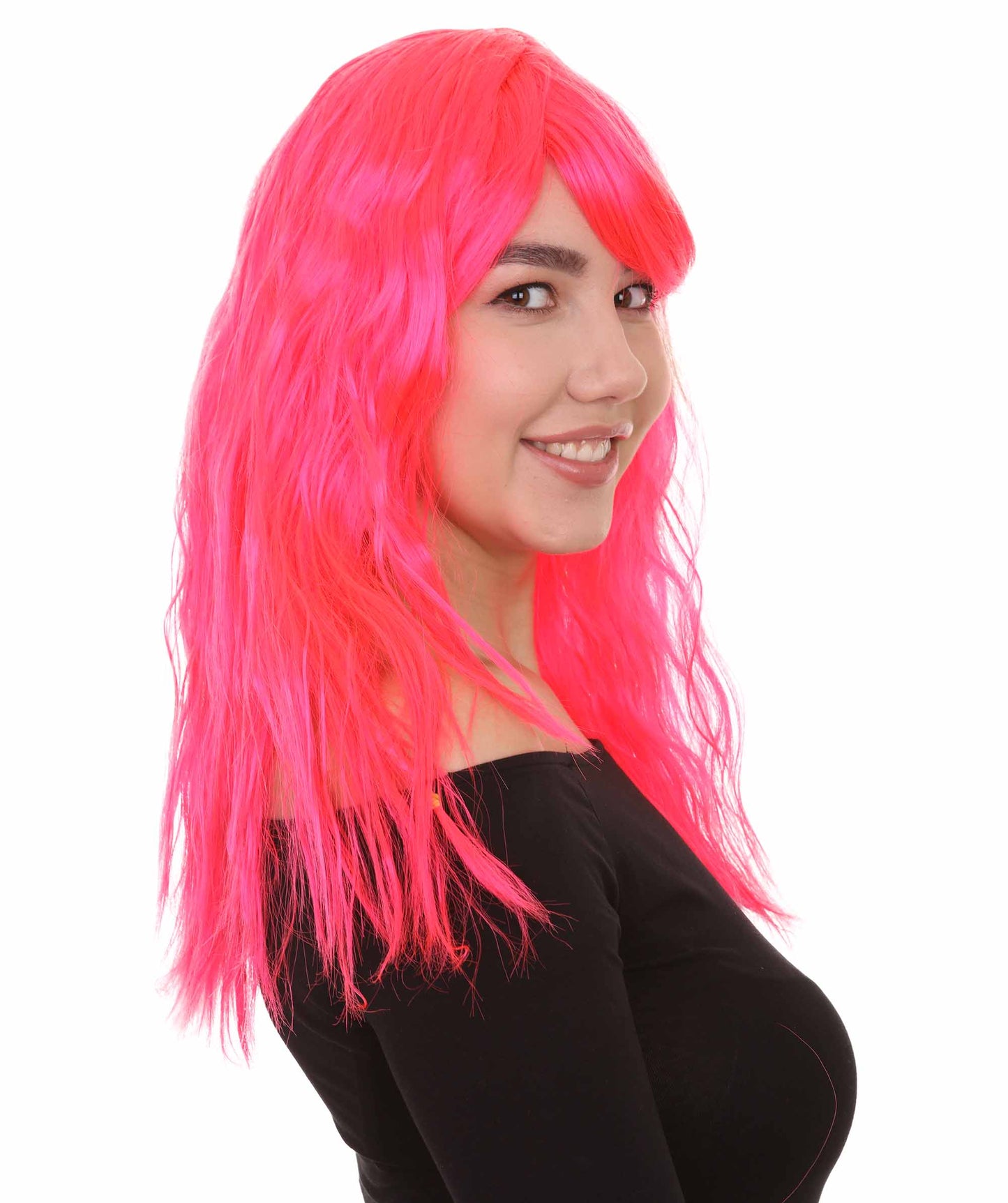 Wigs2you ハロウィンパーティープレミアムレディース H-1756 華やかに見えるグラマラマ ネオンピンクウィッグ