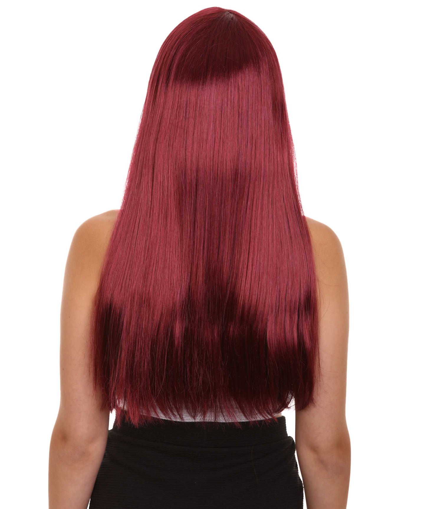 ロングボブバーガンディ女性用ウィッグ H-3336 華やかなパーティーイベント準備完了のハロウィンウィッグ プレミアム通気性のあるキャップレスキャップ