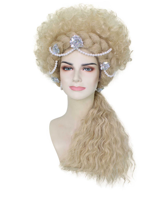 女性用 H-5966 ブロンド コスプレウィッグ 合成繊維 キャップレスキャップ ハロウィンに最適