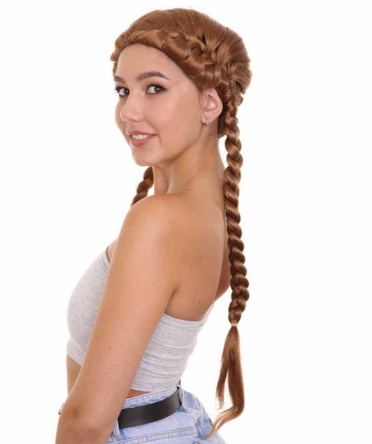 Wigs2youハロウィンパーティープレミアムレディースH-1926 着けやすい 非常に快適 ロングブラウン編み込みウィッグ