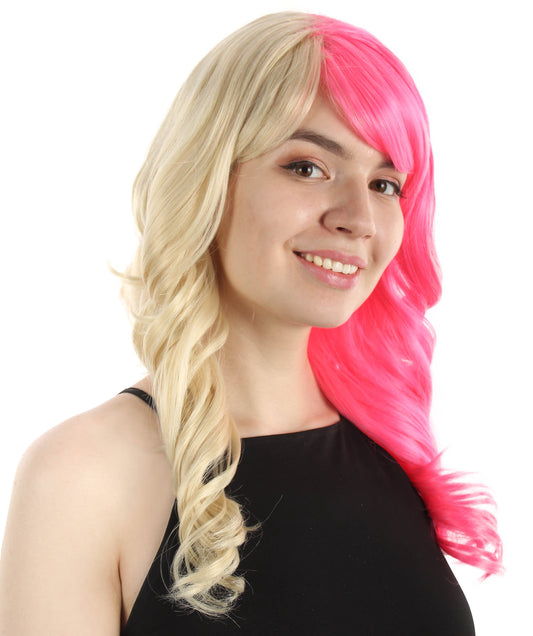 マーメイドフェアリーテールウィッグ ブロンドピンク H-5380_20 長いウェービー コスプレ ハロウィーン衣装 パーティーヘア 合成繊維