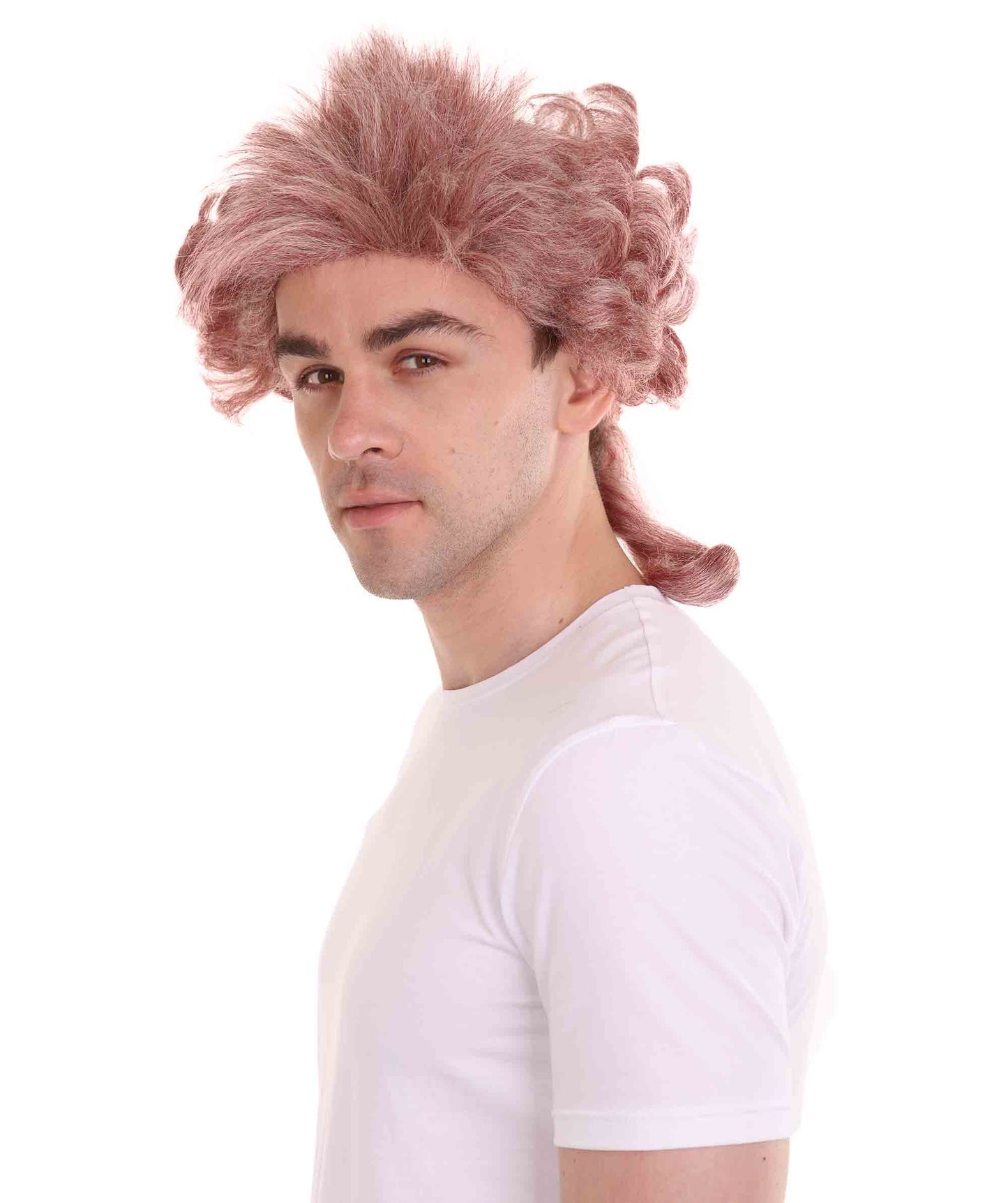 ハロウィンパーティ 男性用 H-4285 コロニアルミックスカーリーウィッグ プレミアム通気性キャップレスキャップ