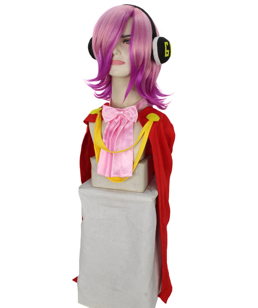 女性用 H-5984 日本のマンガ ピンク プリンセス ウィッグ イヤホン付き ハロウィンに最適 難燃性合成素材