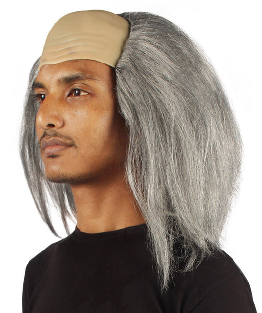 ハーフボールド ファニー メンズ グレーウィッグ H-4934 ハロウィンに最適 軟らかい 防炎 合成繊維
