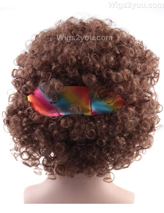 ヒッピー『向こうに本当にヘッドバンドかつらで|茶色の縮れたコスプレ・ハロウィンかつら|割増空気を通すCaplessなキャップH-454