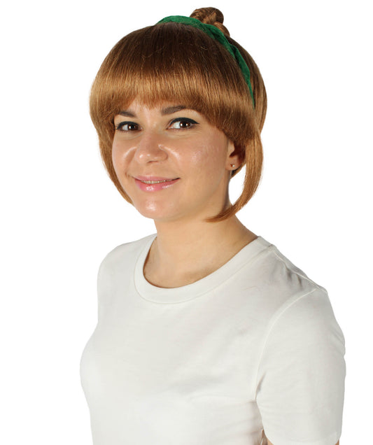 女性用 H-5860 アニメーション ムービー 動物の妖精 ダークブロンド ポニーテール ウィッグ ハロウィンに最適 難燃性合成繊維