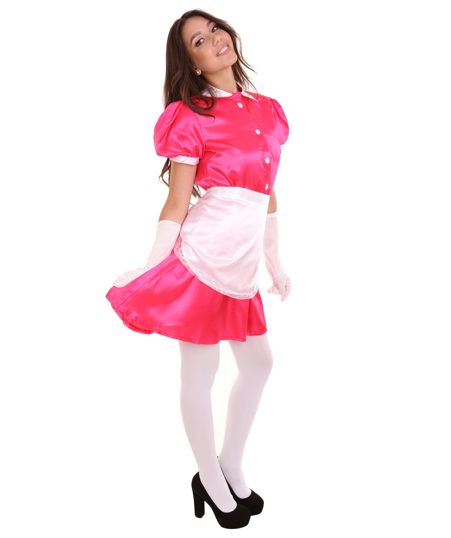 大人用女性の JCO-328_13 フレンチエプロンメイド制服 ピンク コスプレコスチューム