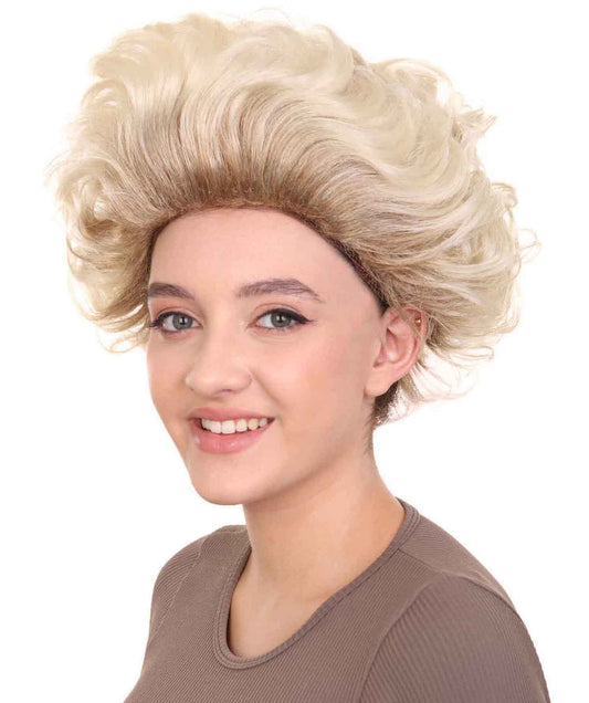 ファンシーブロンドカーリーウィッグ H-3574 全て後ろ向きハロウィンウィッグ プレミアム 通気性の良い キャップレスキャップ