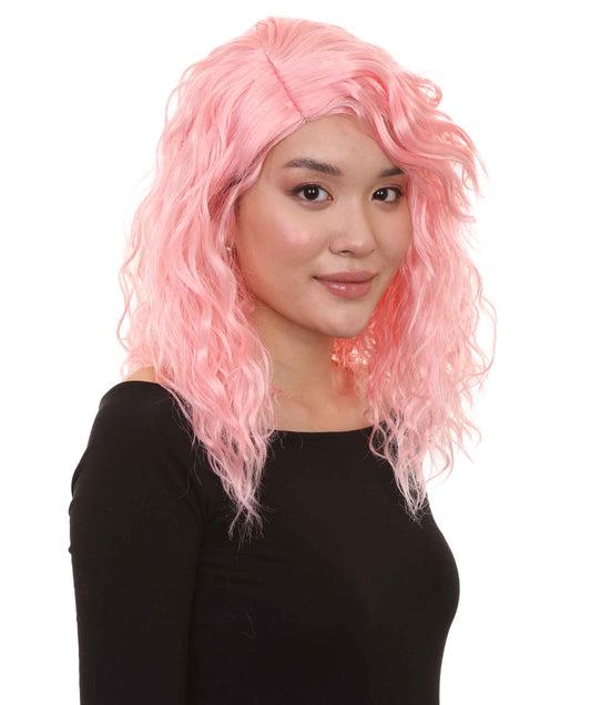 女性用レア・シークウィッグ ユーロビジョンソングコンテスト2018 H-4619 ピンクセレブリティウィッグ プレミアム通気性キャップレスキャップ