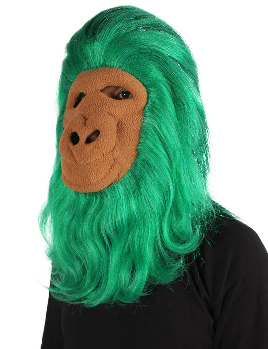 ハロウィンパーティープレミアムメンズ H-5647-GR ヘアリーユニセックスエイプティンセルマスクのみ 緑 軟らかい合成繊維